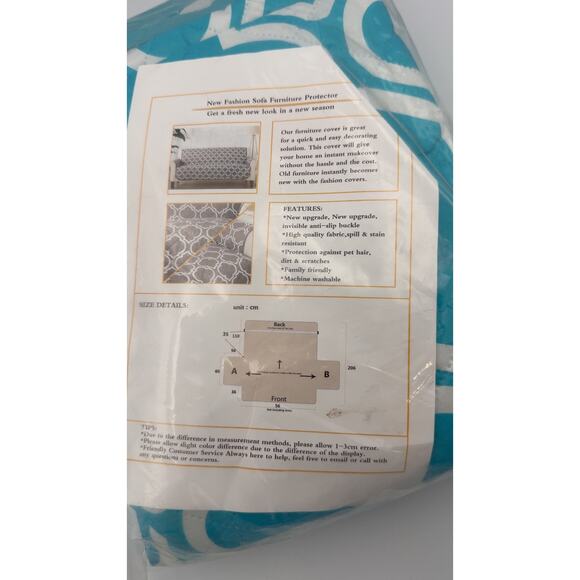 Light Blue and White Sofa Cover *NEW IN ORIGINAL PACKAGE* - Picture 4 of 4